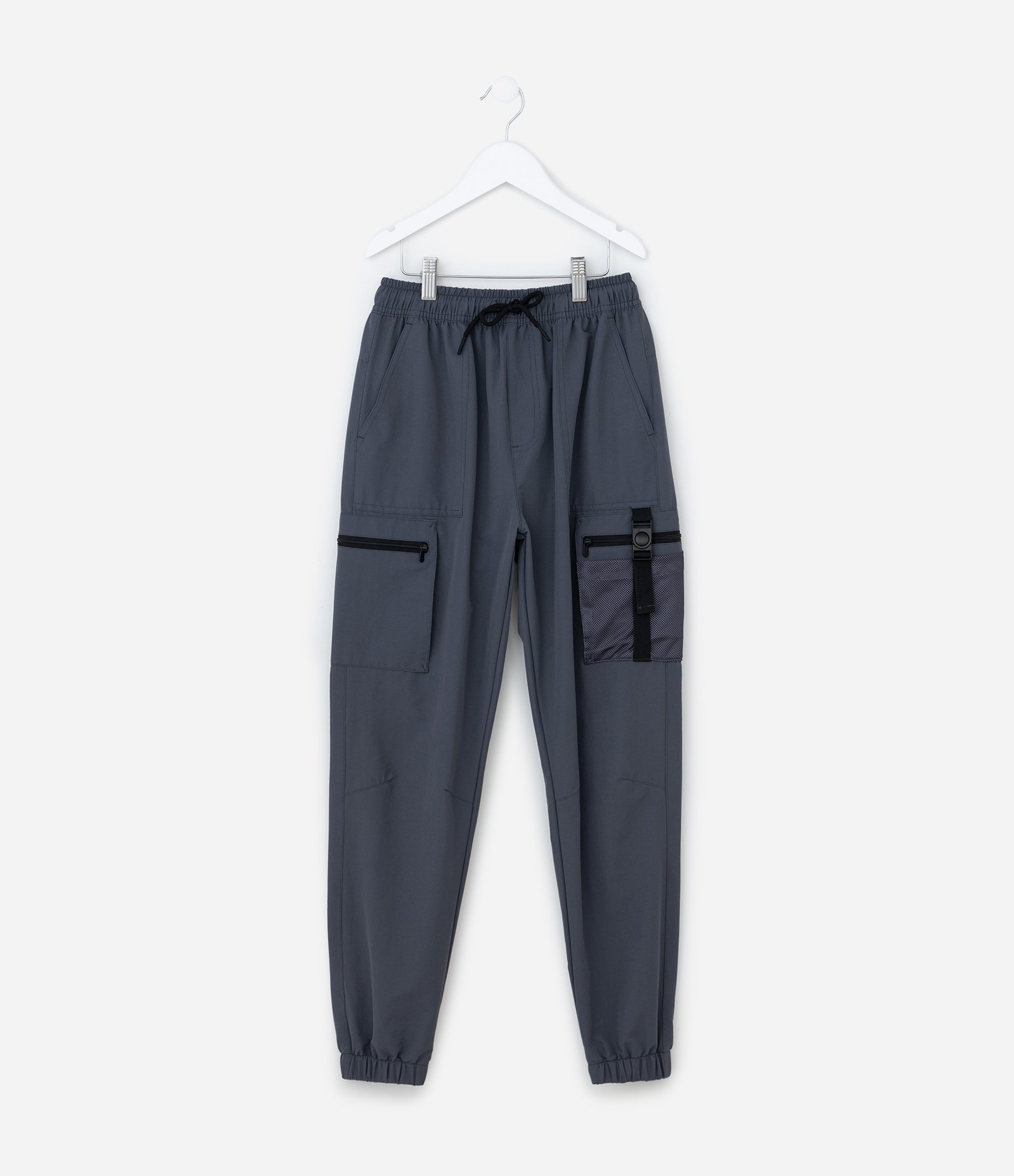 Calça Jogger Infantil com Bolso Cargo - Tam 5 a 14 Anos Cinza 2