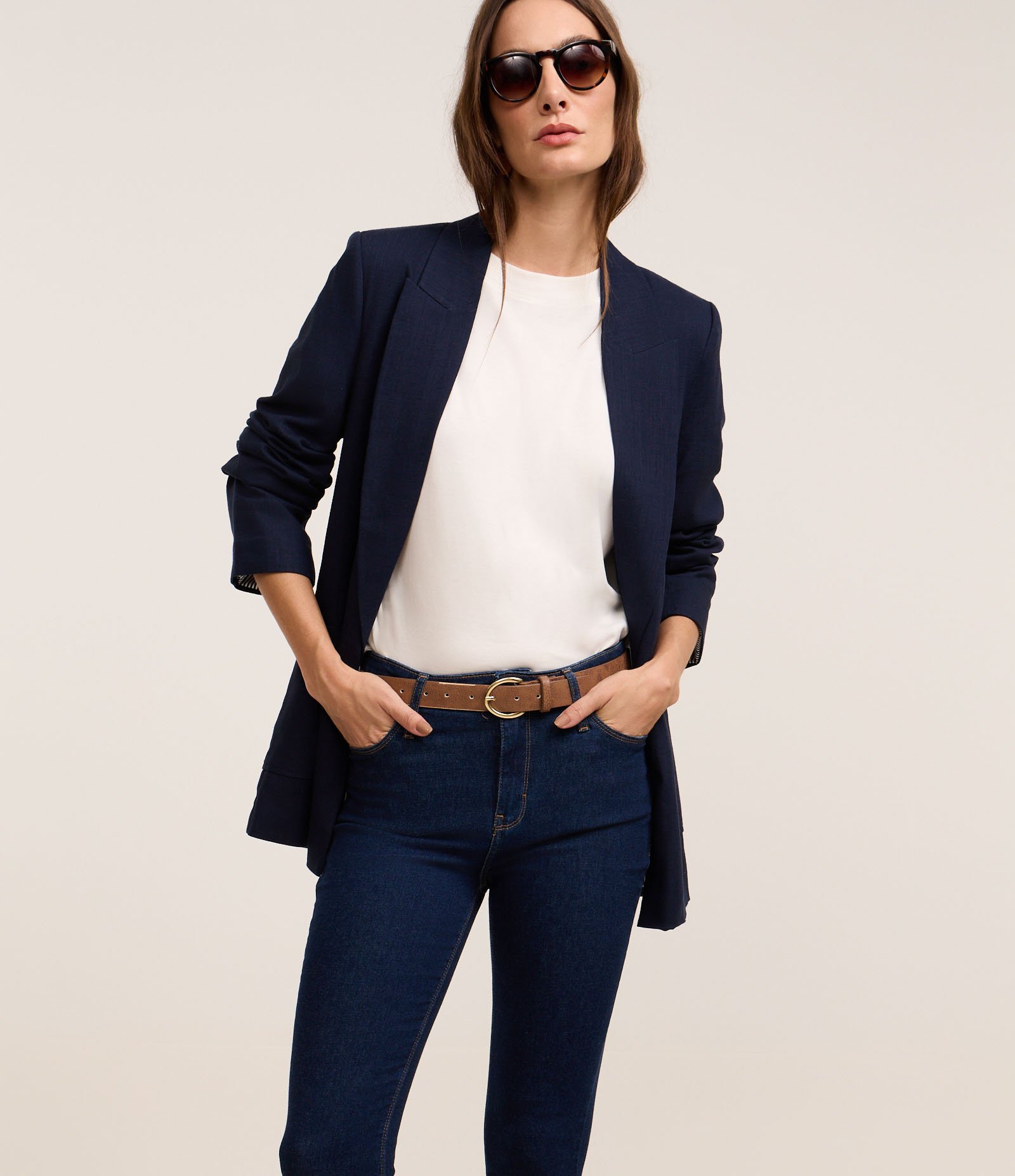 Calça Jeans Skinny com Elastano e Cintura Média Azul Escuro 2