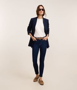 Calça Jeans Skinny com Elastano e Cintura Média