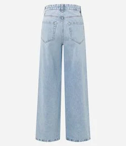 Calça Wide Leg em Jeans Marmorizada com Cintura Alta