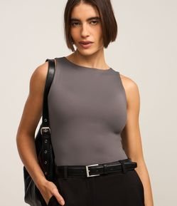 Body Básico em Poliamida com Gola Redonda