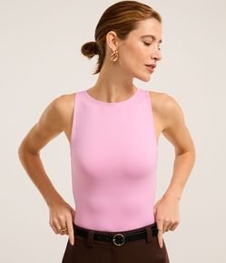 Body Básico em Poliamida com Gola Redonda