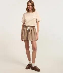 Short Saia Alfaiatado com Listras e Amarração