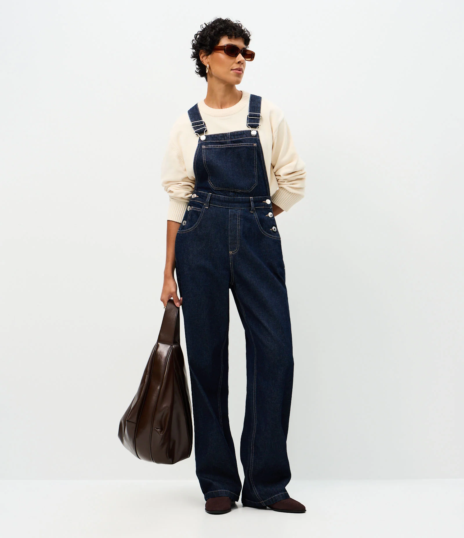 Jardineira Longa em Jeans com Botões Laterais Azul 1