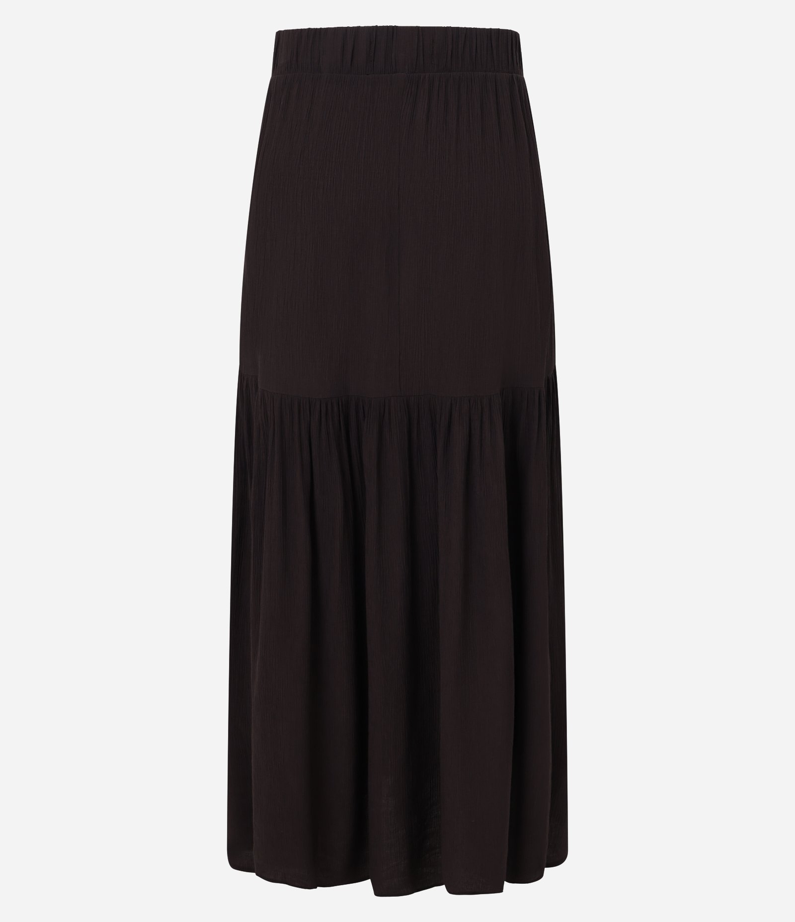 Saia New Midi em Crepe com Babado e Cós Elástico Java Marrom 6