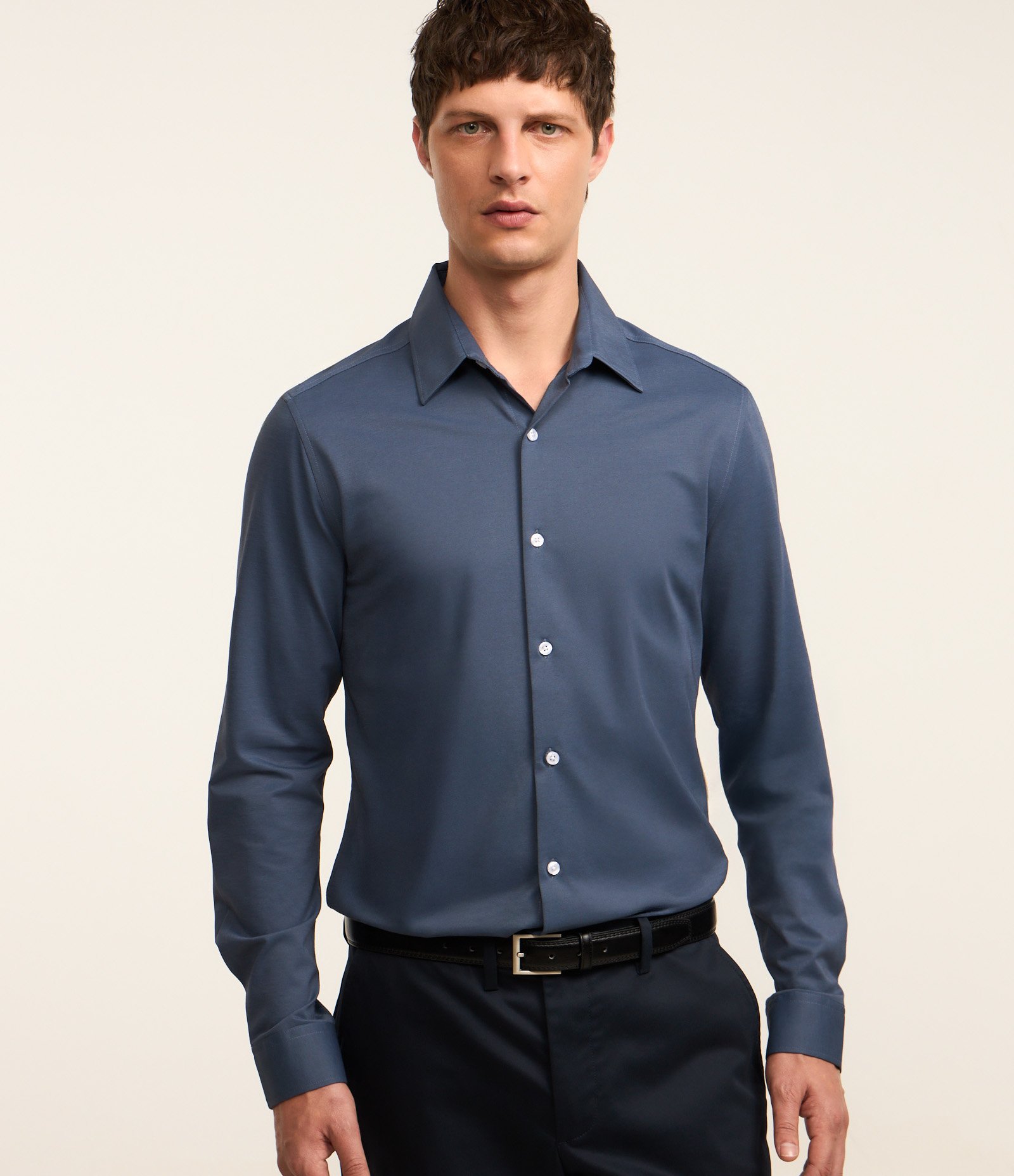 Camisa Slim em Algodão Performance Easy Care Azul 1
