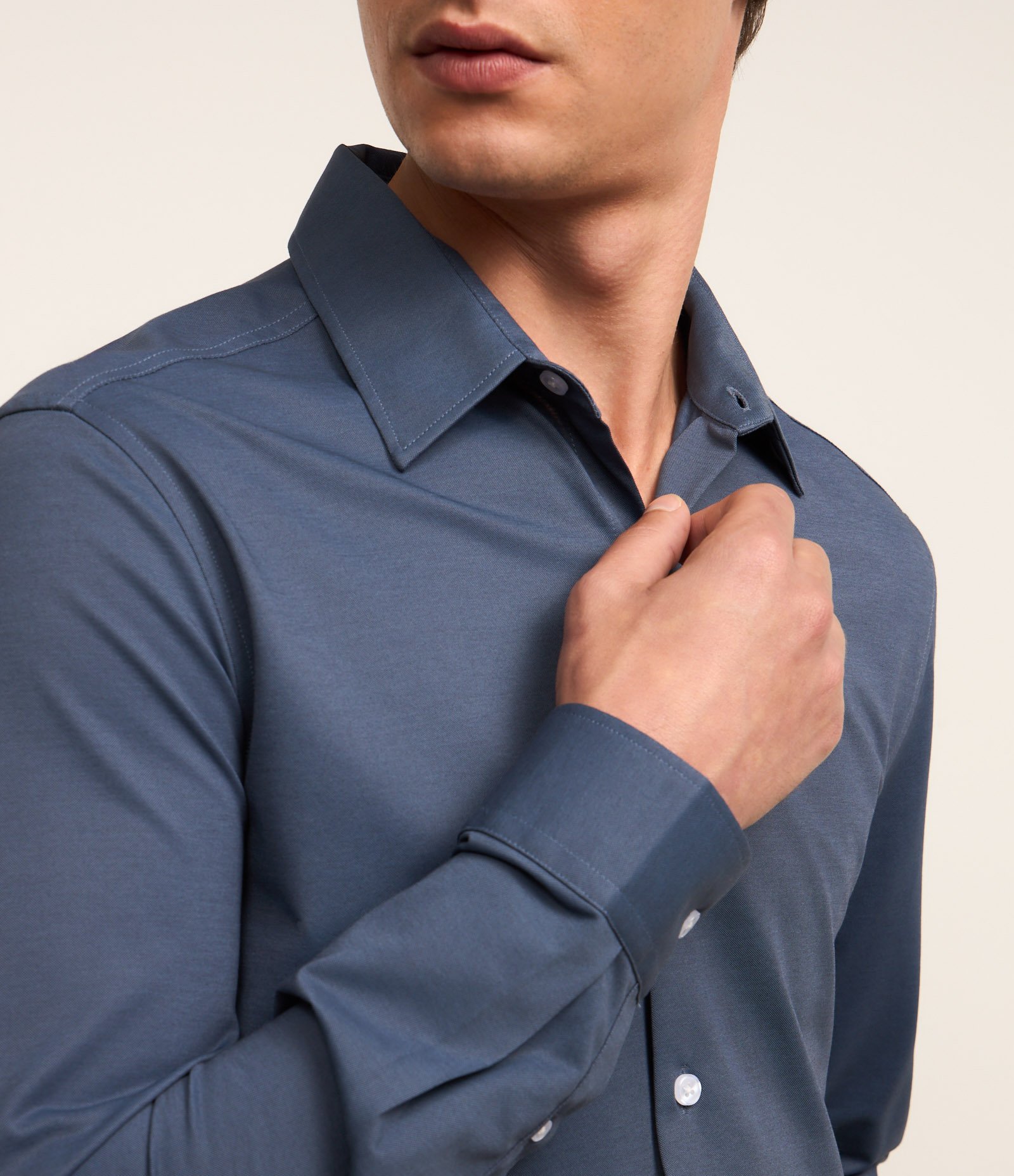 Camisa Slim em Algodão Performance Easy Care Azul 3