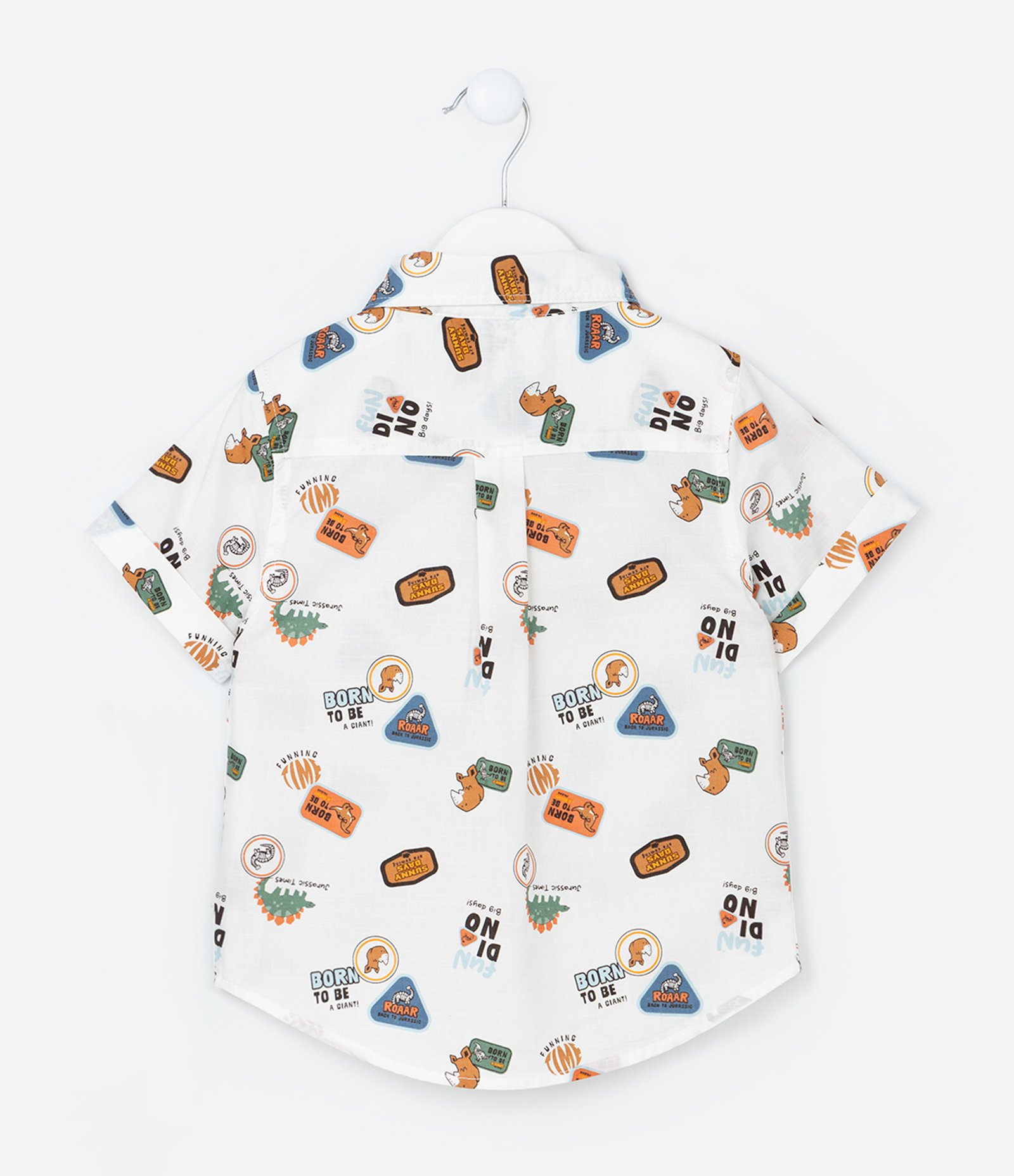 Camisa Infantil com Bolso e Estampa de Dinos - Tam 1 a 6 Anos Branco 3