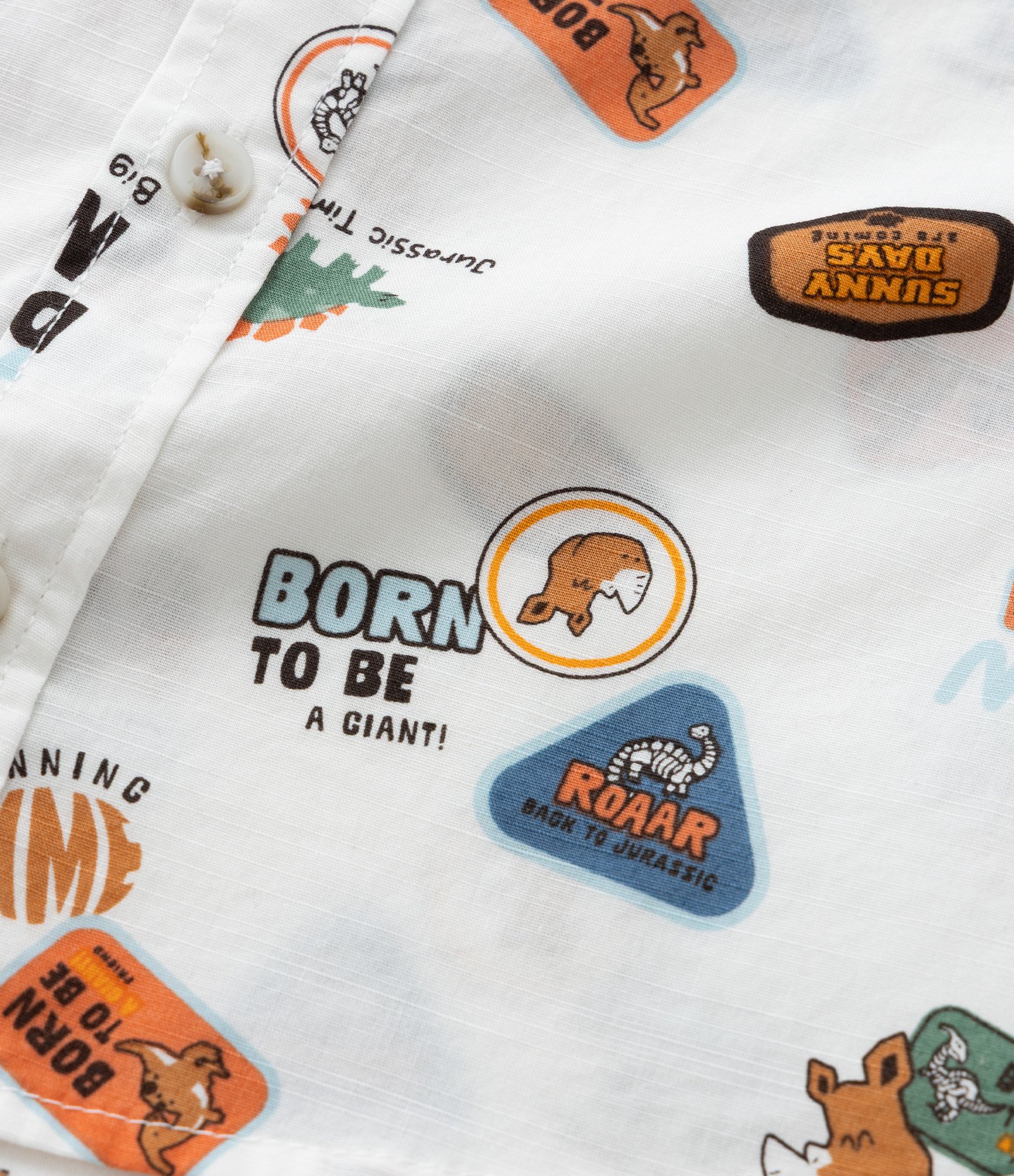 Camisa Infantil com Bolso e Estampa de Dinos - Tam 1 a 6 Anos Branco 8