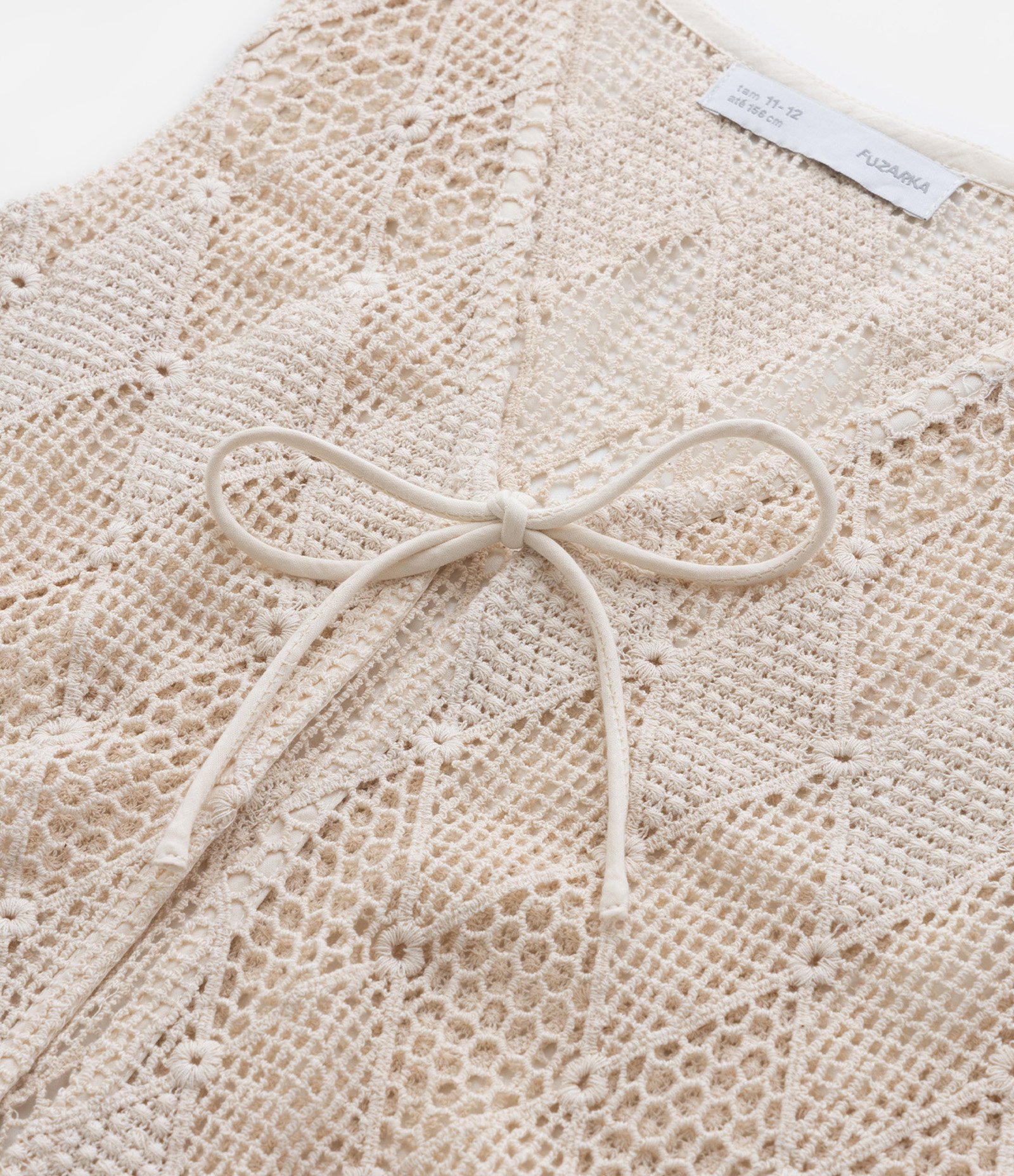 Colete Infantil em Tricô com Amarração - Tam 5 a 14 Anos Bege 5