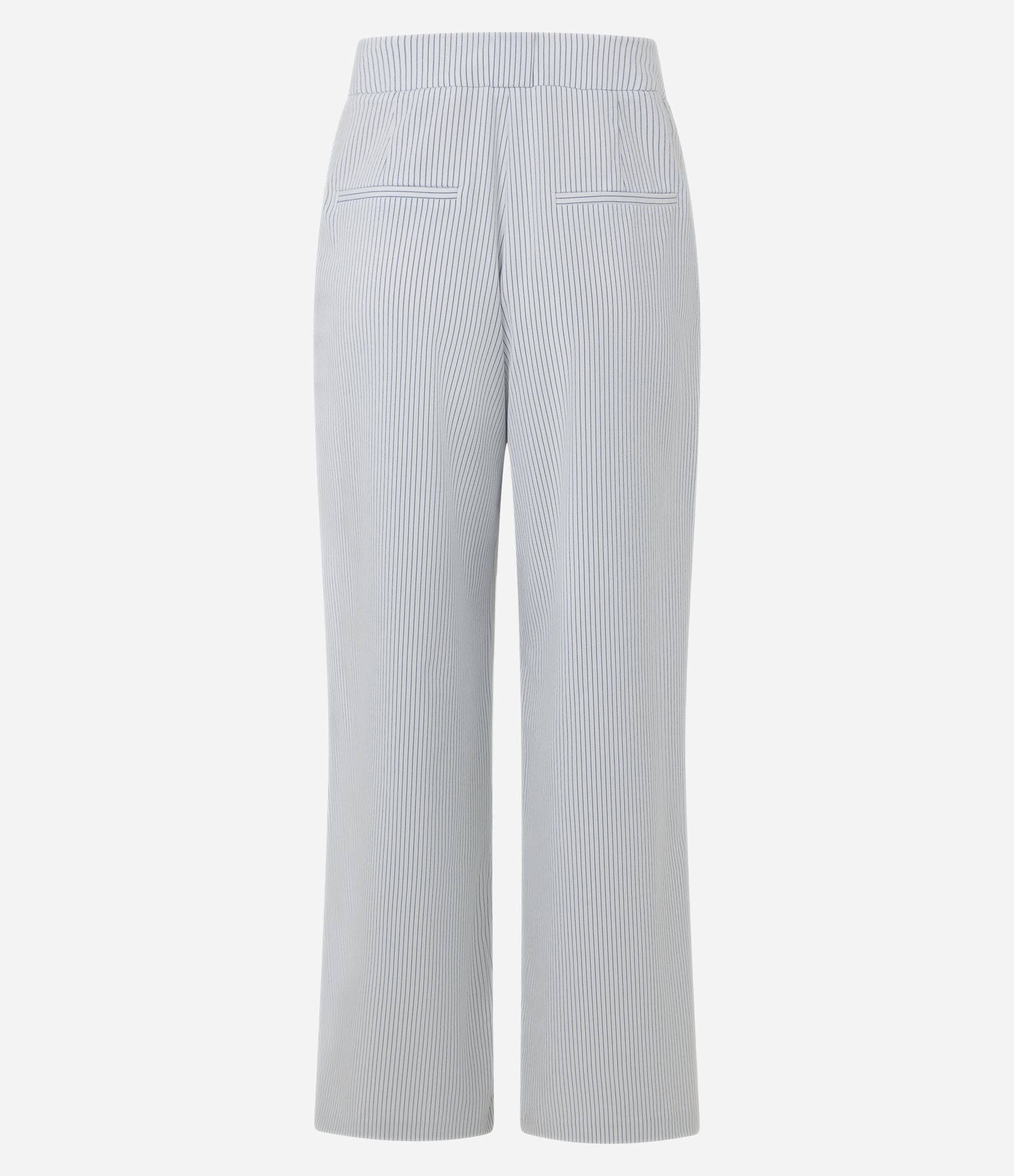 Calça Reta Alfaiatada Listrada com Cintura Alta e Fio Tinto Branco 6