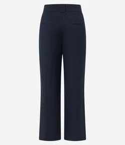 Calça Reta Alfaiatada Listrada com Cintura Alta e Fio Tinto