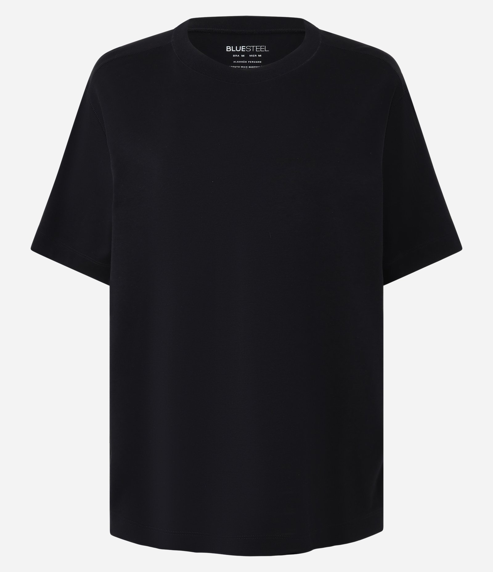 Camiseta Boxy em Algodão com Manga Curta Preto 3