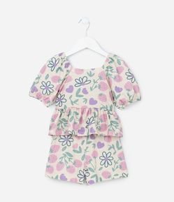 Conjunto Infantil Texturizado com Estampa Moranguinhos - Tam 1 a 6 Anos