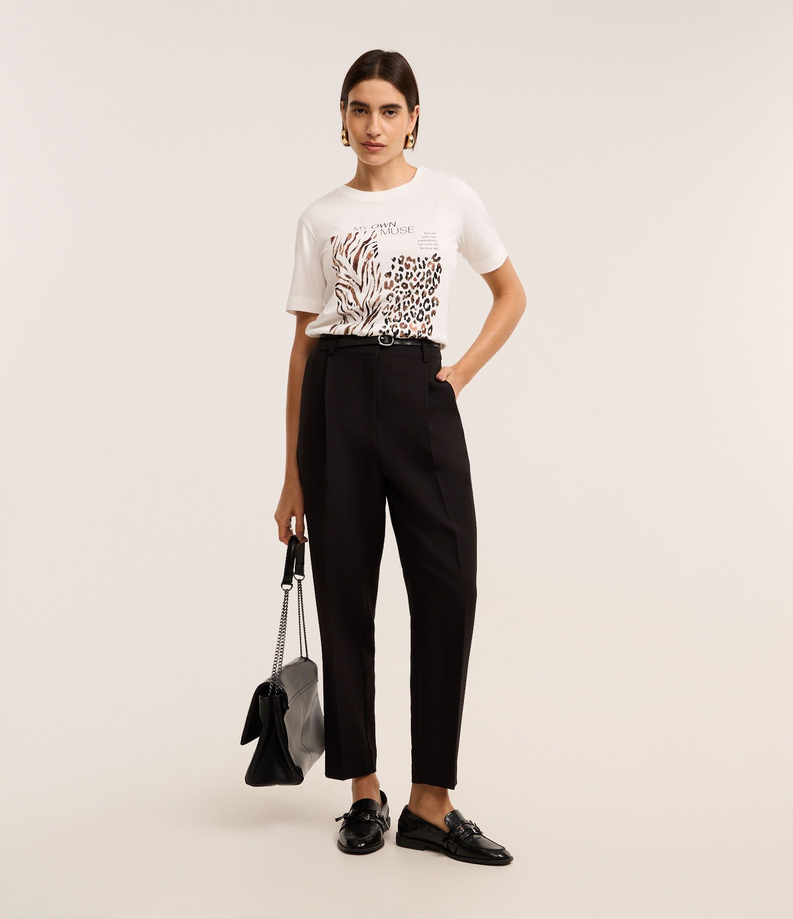 Camiseta em Algodão com Estampa Zebra e Onça Branco 3