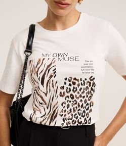 Camiseta em Algodão com Estampa Zebra e Onça