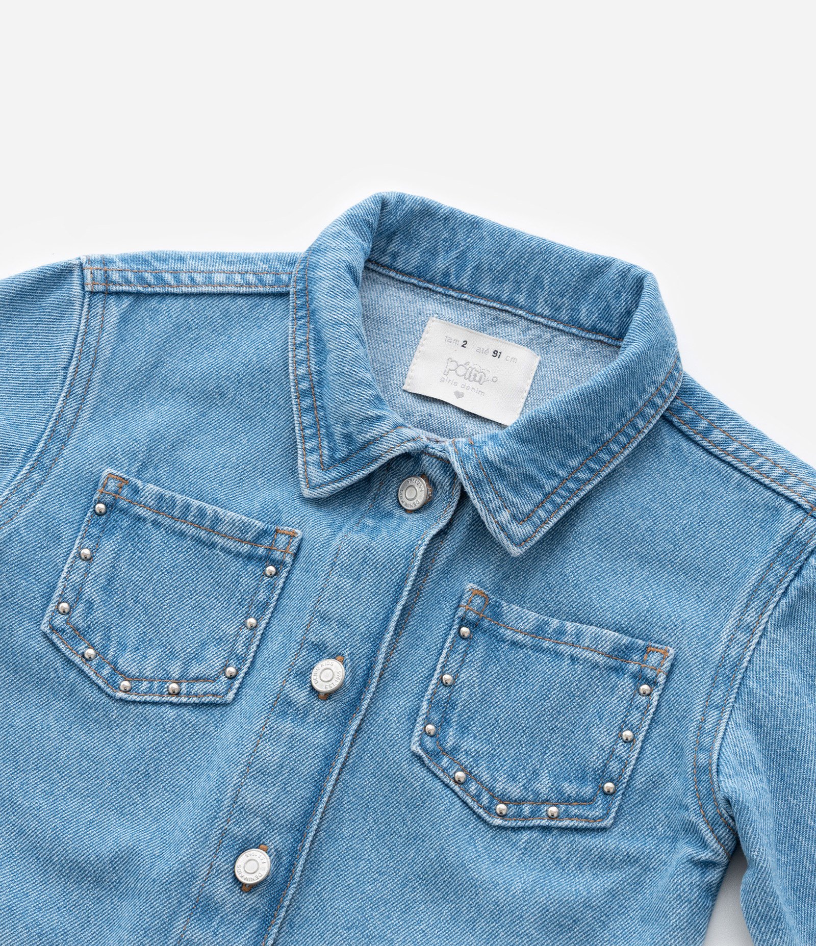 Jaqueta Infantil em Jeans com Tachinhas Aplicadas - Tam 1 a 6 Anos Azul 5
