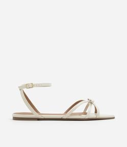 Rasteira em PU com Tiras Finas e Detalhe de Laço