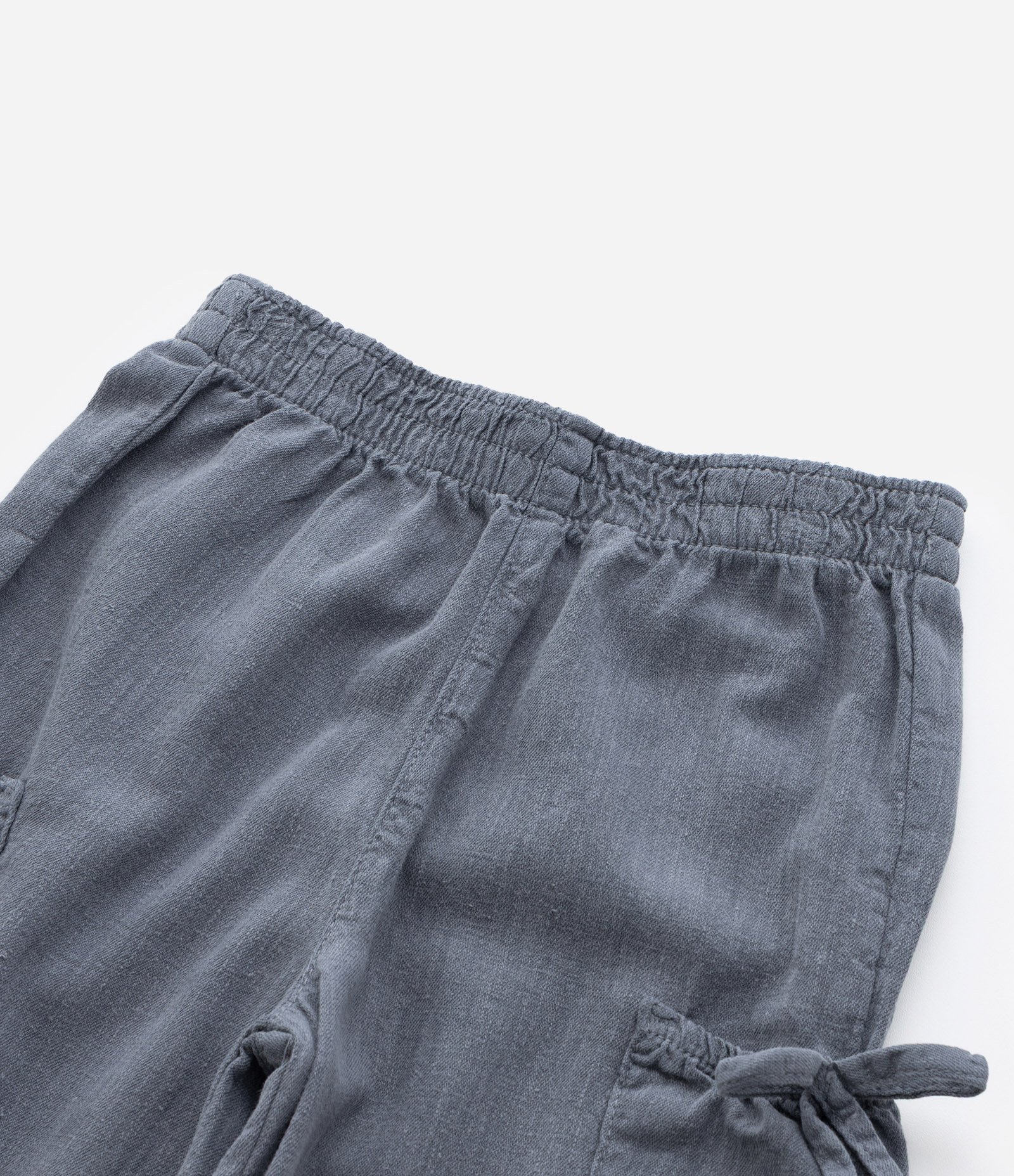 Calça Wide Leg Infantil com Bolsinhos e Laços - Tam 1 a 6 Anos Cinza 4