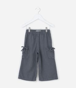 Calça Wide Leg Infantil com Bolsinhos e Laços - Tam 1 a 6 Anos