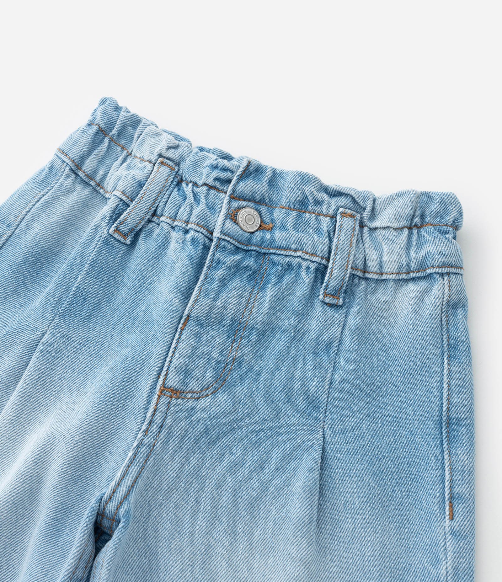 Calça Wide Leg Infantil em Jeans com Barra Dobrada - Tam 1 a 6 Anos Azul 5