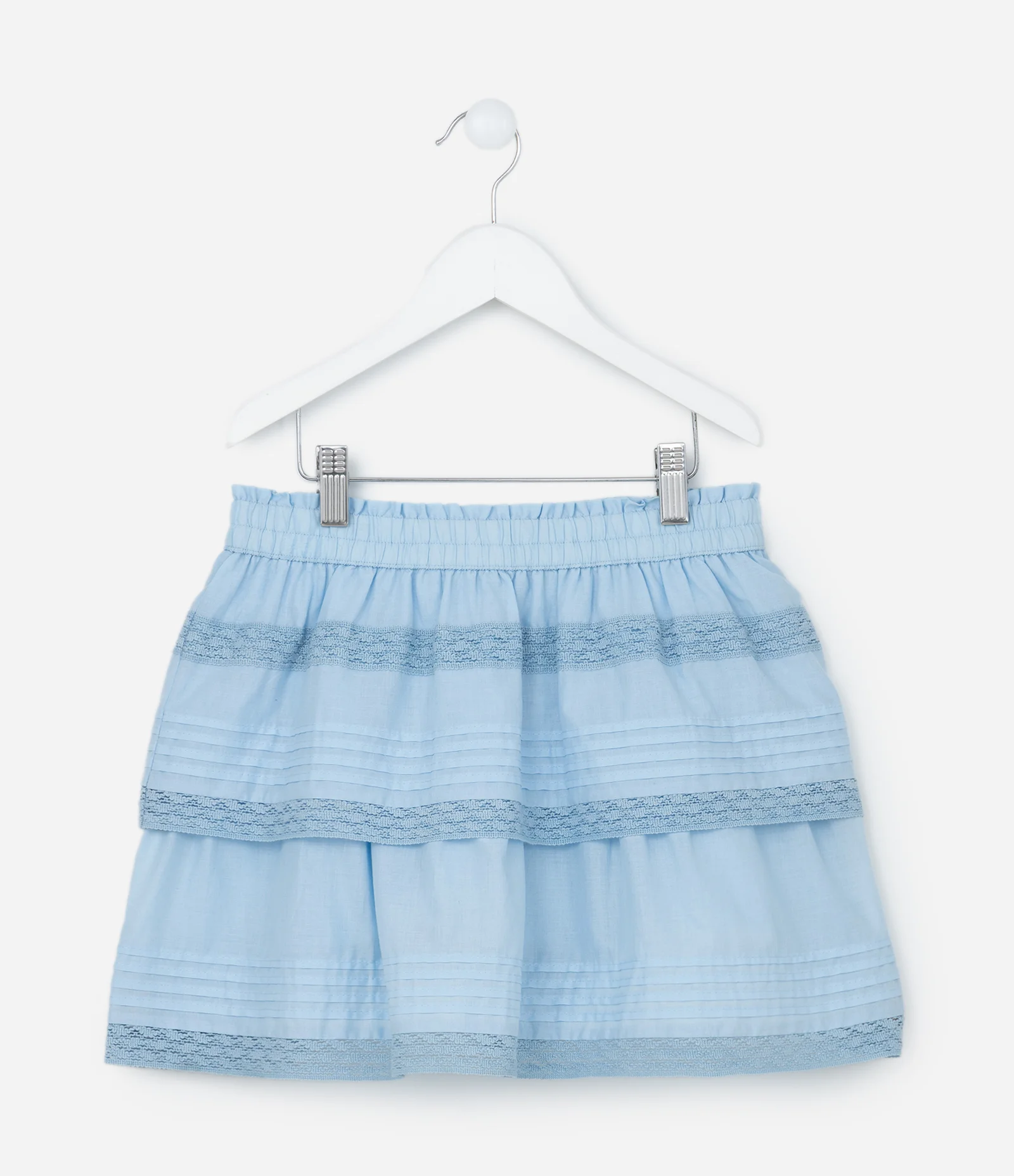 Saia Infantil em Tricoline com Camadas - Tam 5 a 14 Anos Azul 2