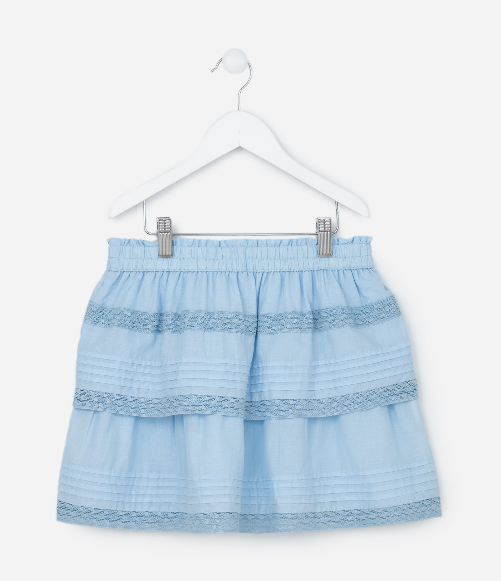 Saia Infantil em Tricoline com Camadas - Tam 5 a 14 Anos Azul 3
