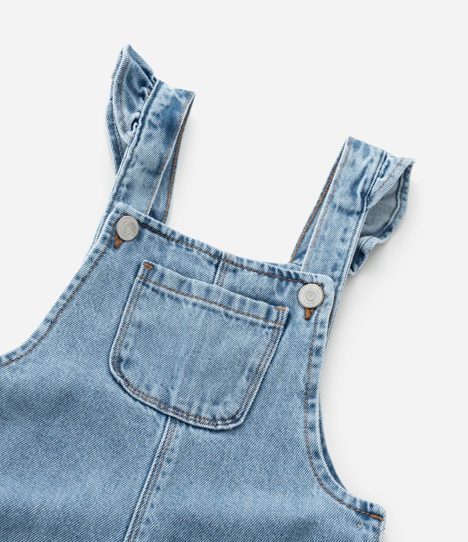Jardineira Infantil em Jeans com Margaridas Bordadas nas Laterais - Tam 1 a 6 Anos Azul 5