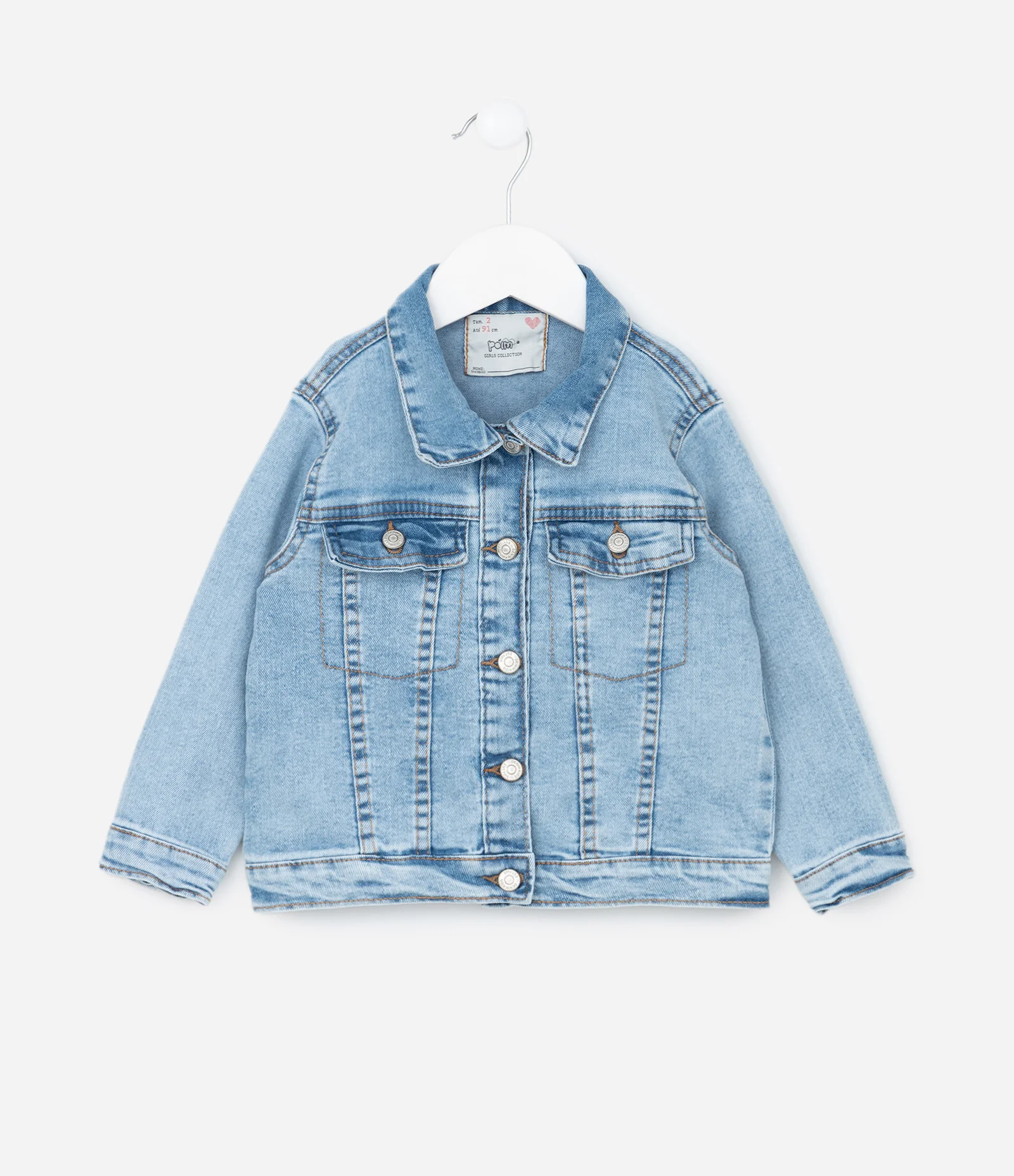 Jaqueta Infantil em Jeans Básica com Bolsinhos - Tam 1 a 6 Anos Azul 1