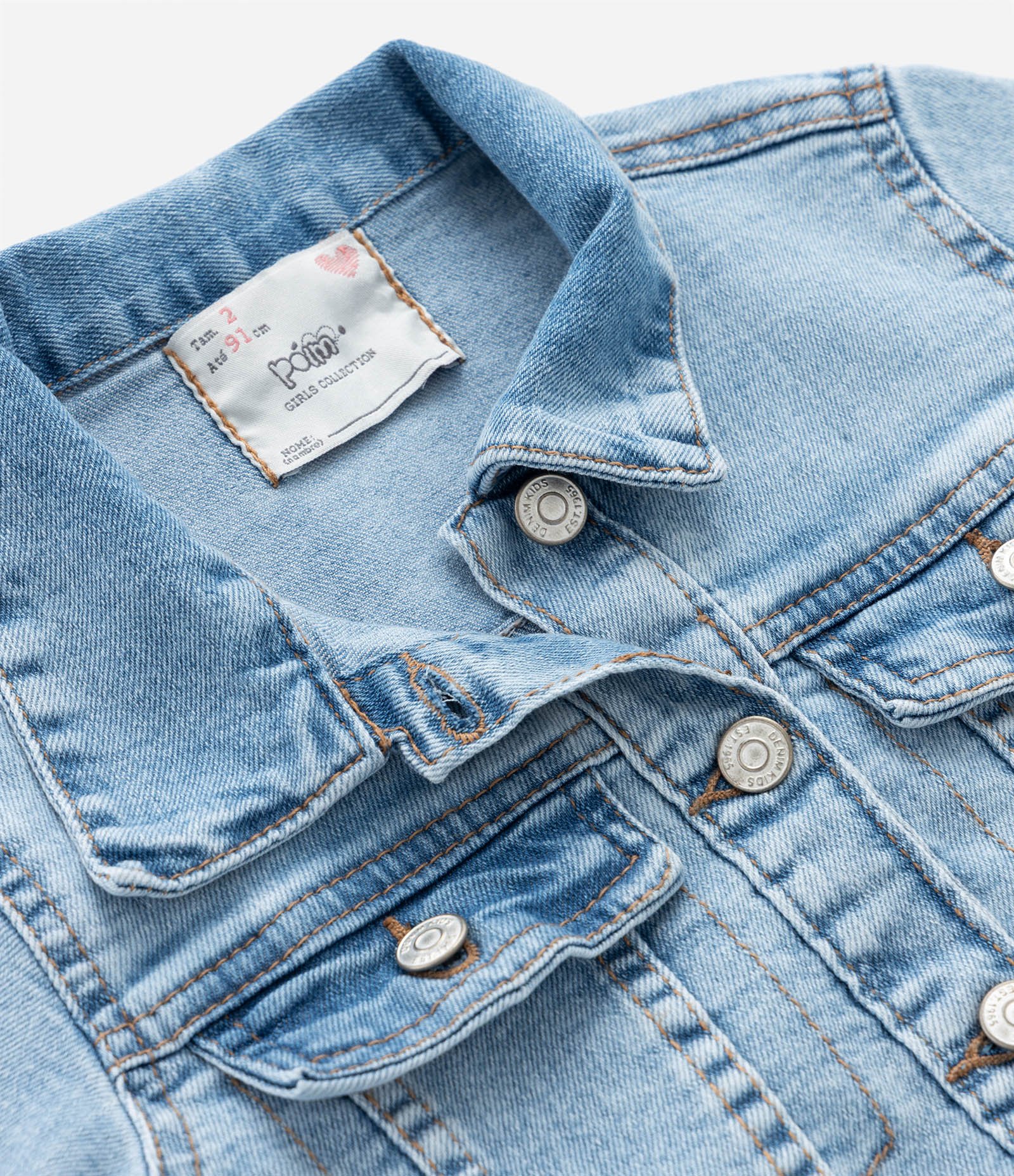 Jaqueta Infantil em Jeans Básica com Bolsinhos - Tam 1 a 6 Anos Azul 3