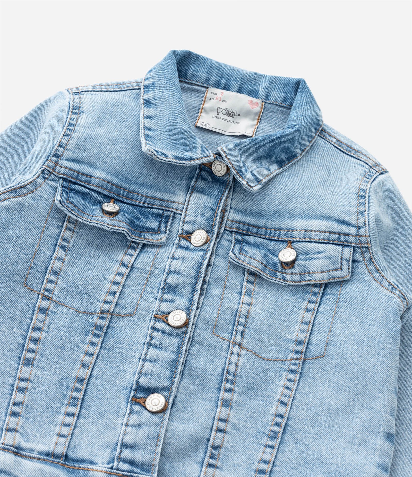 Jaqueta Infantil em Jeans Básica com Bolsinhos - Tam 1 a 6 Anos Azul 4