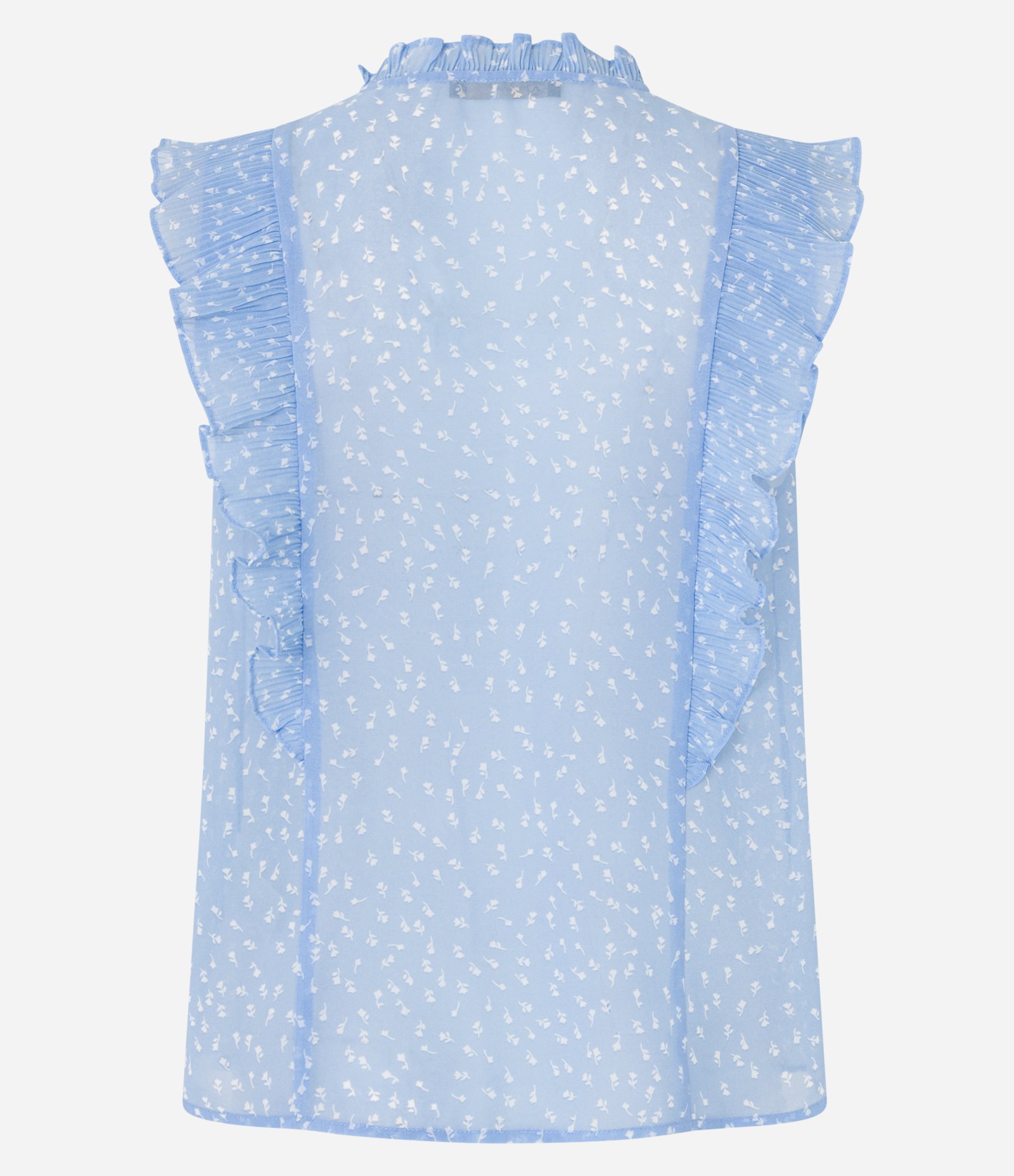 Camisa em Chiffon com Babados e Estampa Floral Azul 8