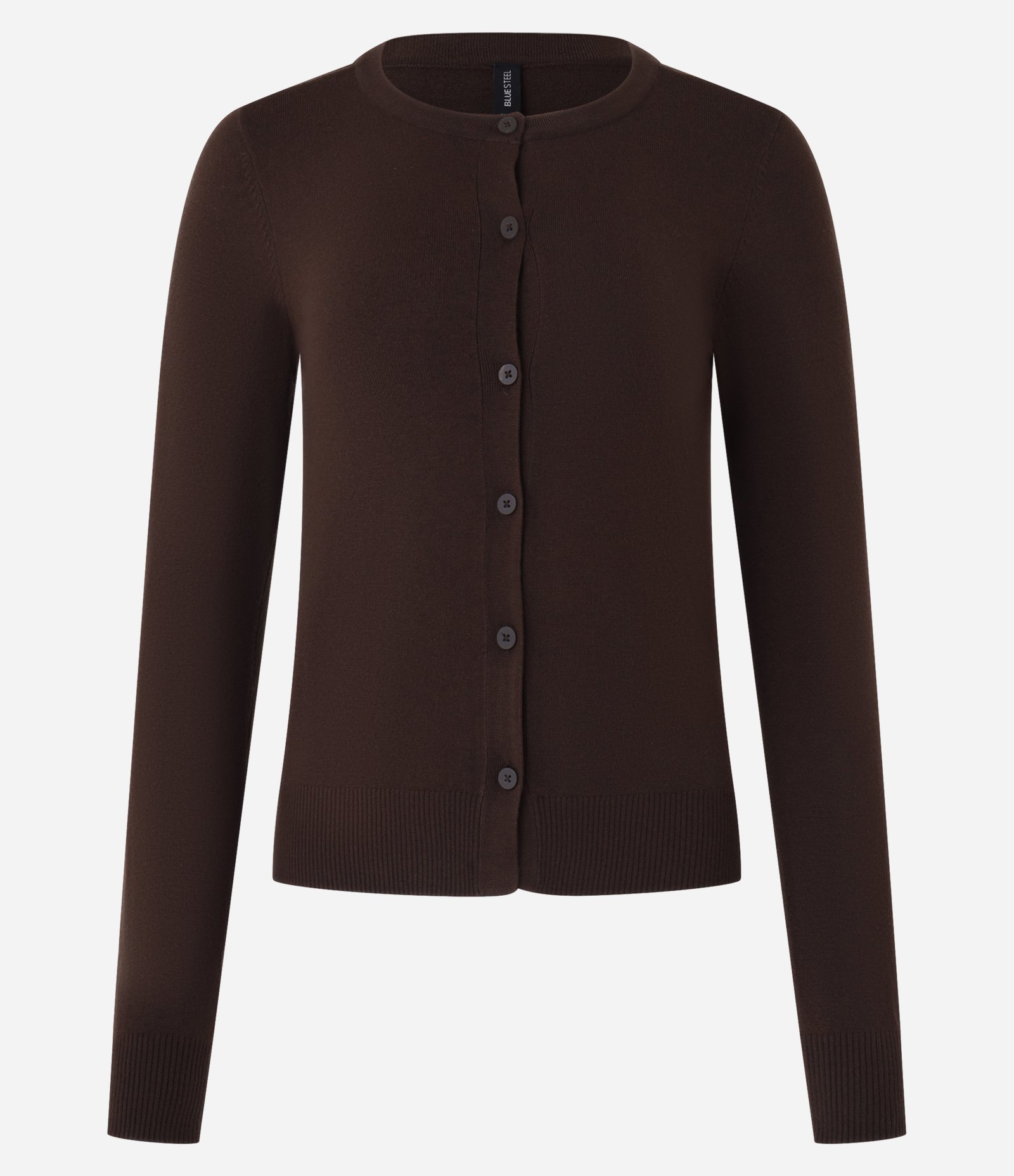 Cardigan Básico em Tricô com Gola redonda Marrom 3