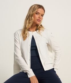 Cardigan Básico em Tricô com Gola redonda