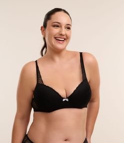 Sutiã com Bojo Oco Renda e Animal Print Curve & Plus Size