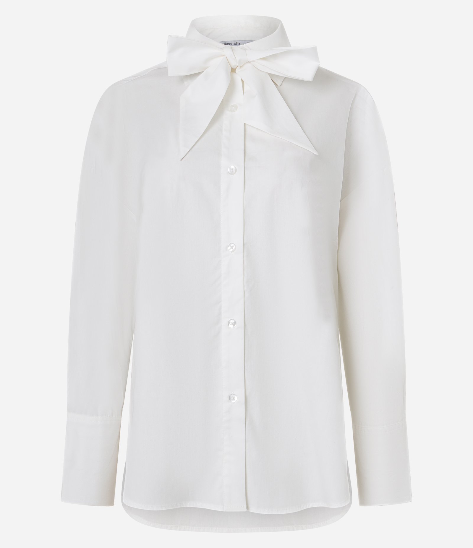 Camisa em Tricoline com Gola Laço e Branco 5