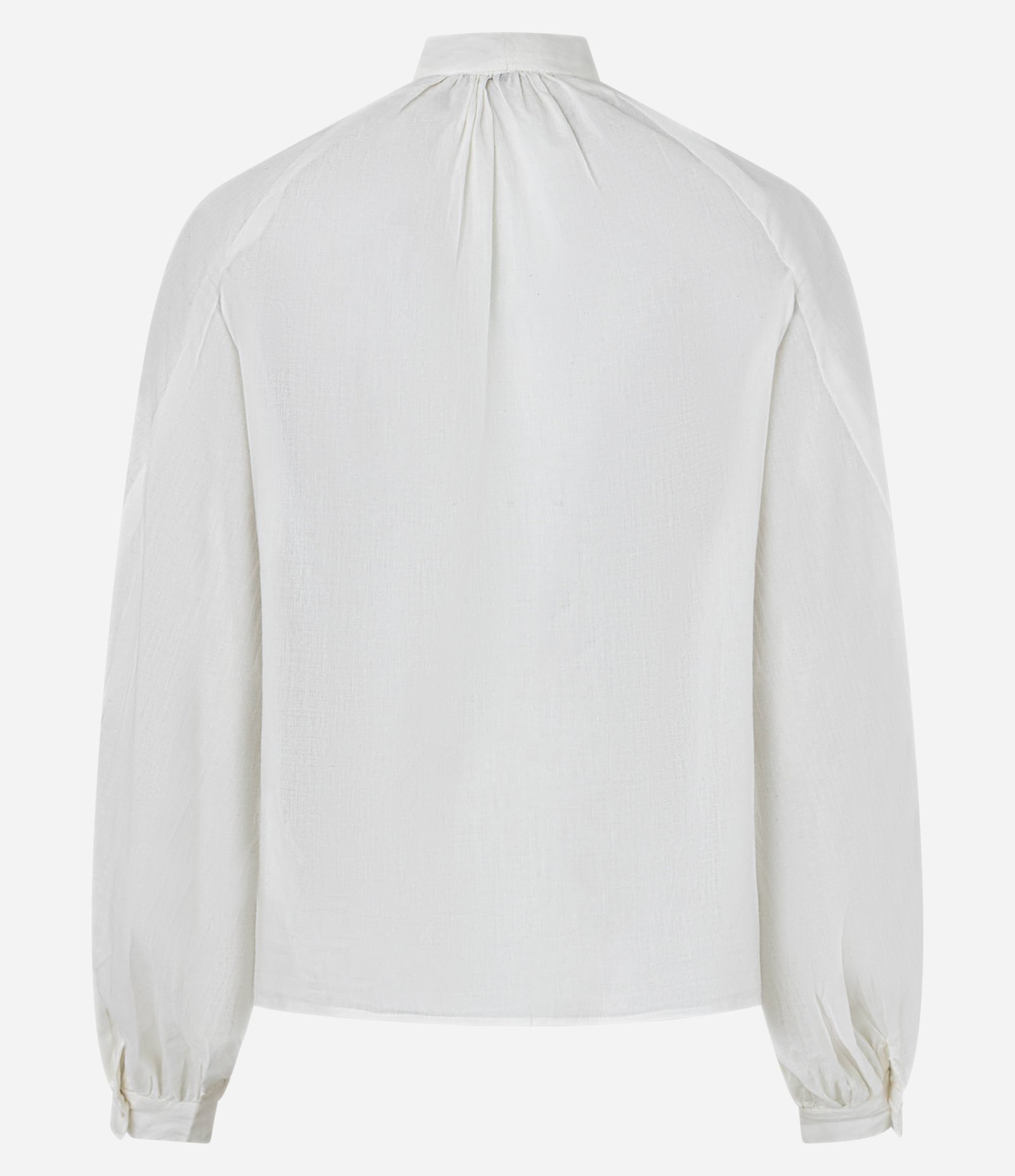 Camisa em Voal com Gola Laço e Babados Jabô Off White 10