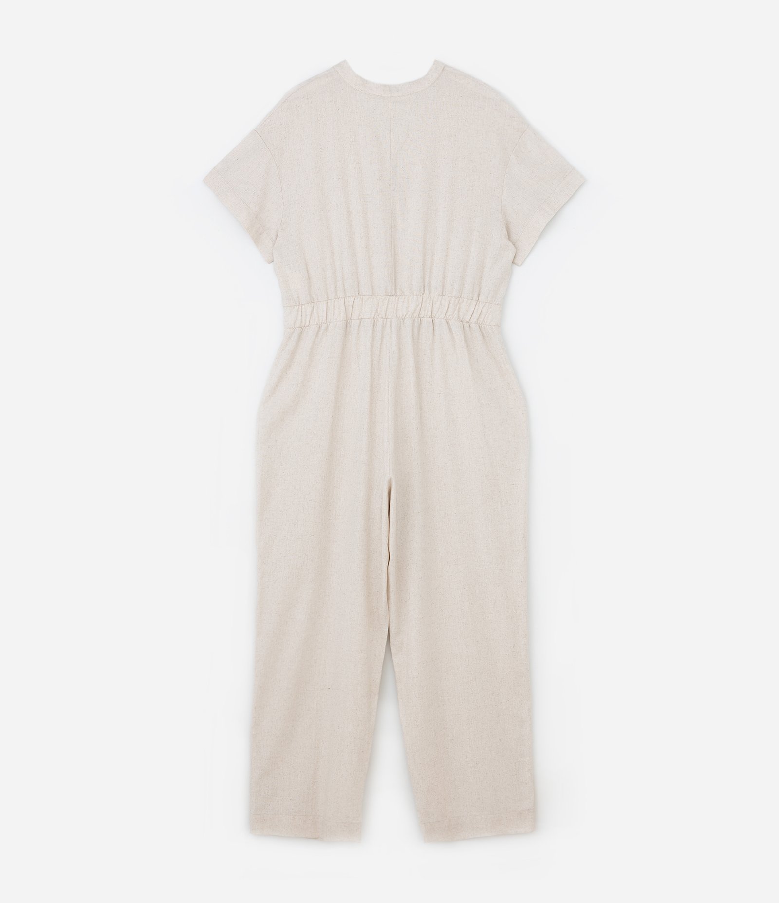 Macacão com Linho e Botões Contrastantes Curve & Plus Size Off White 5