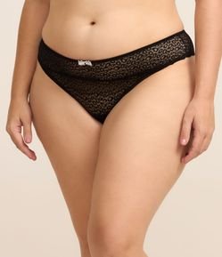 Calcinha Biquíni com Renda e Animal Print Curve & Plus Size