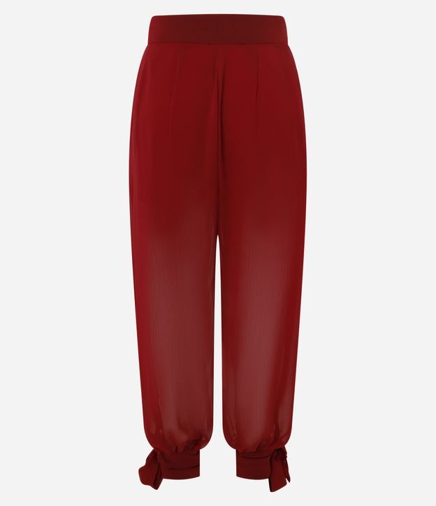 Calça Boho Cenoura em Crepe com Amarração na Barra