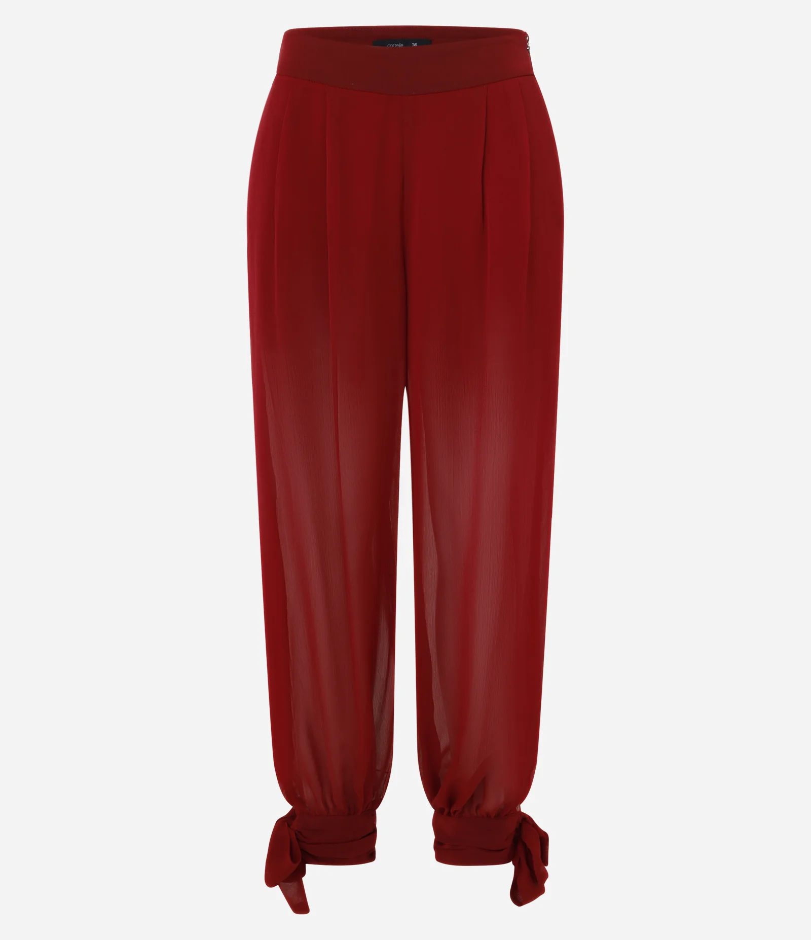 Calça Boho Cenoura em Crepe com Amarração na Barra Vermelho 1