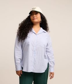 Camisa em Tricoline com Listras Curve & Plus Size