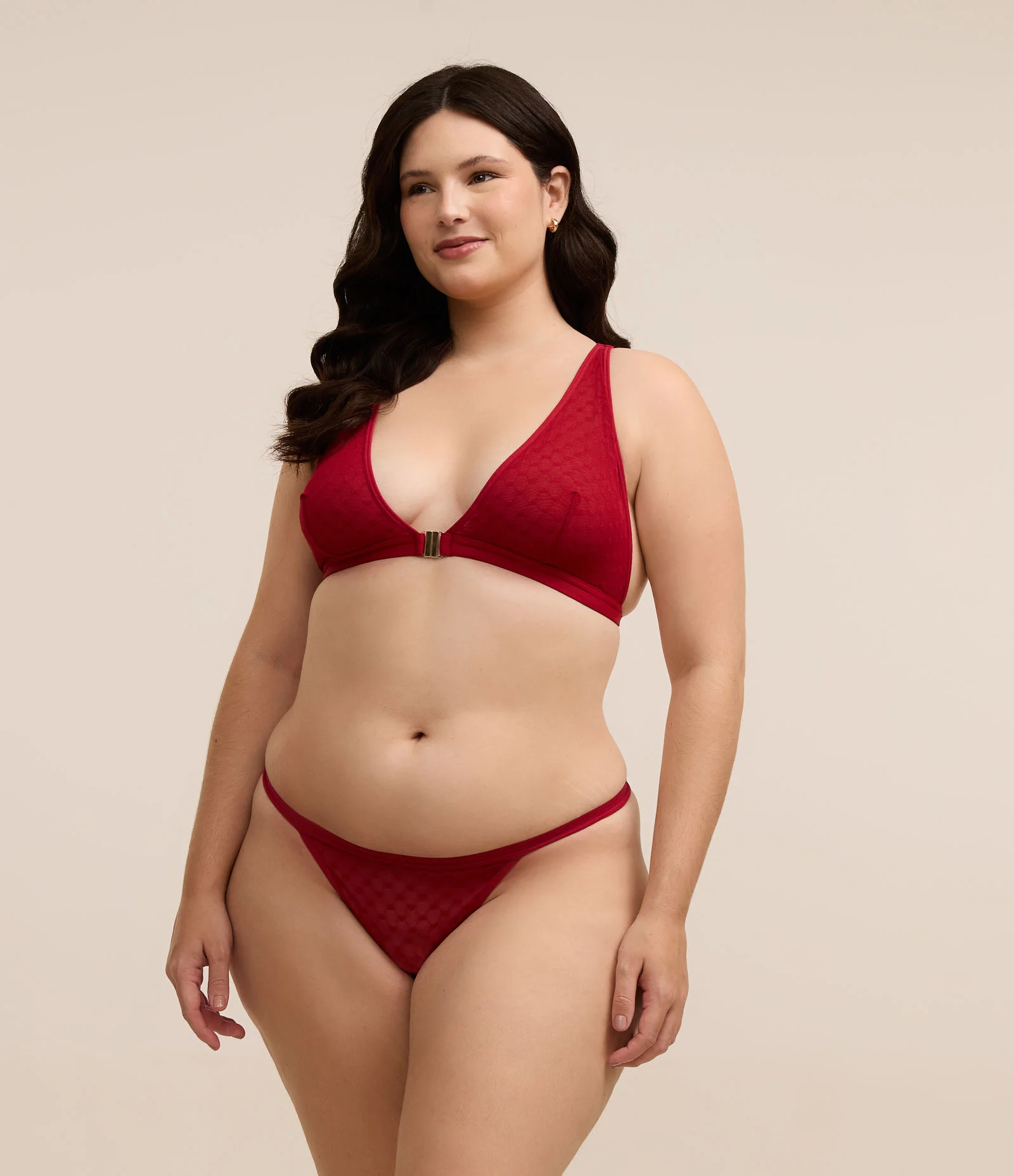 Calcinha String em Tule com Coração Curve & Plus Size Vermelho 1