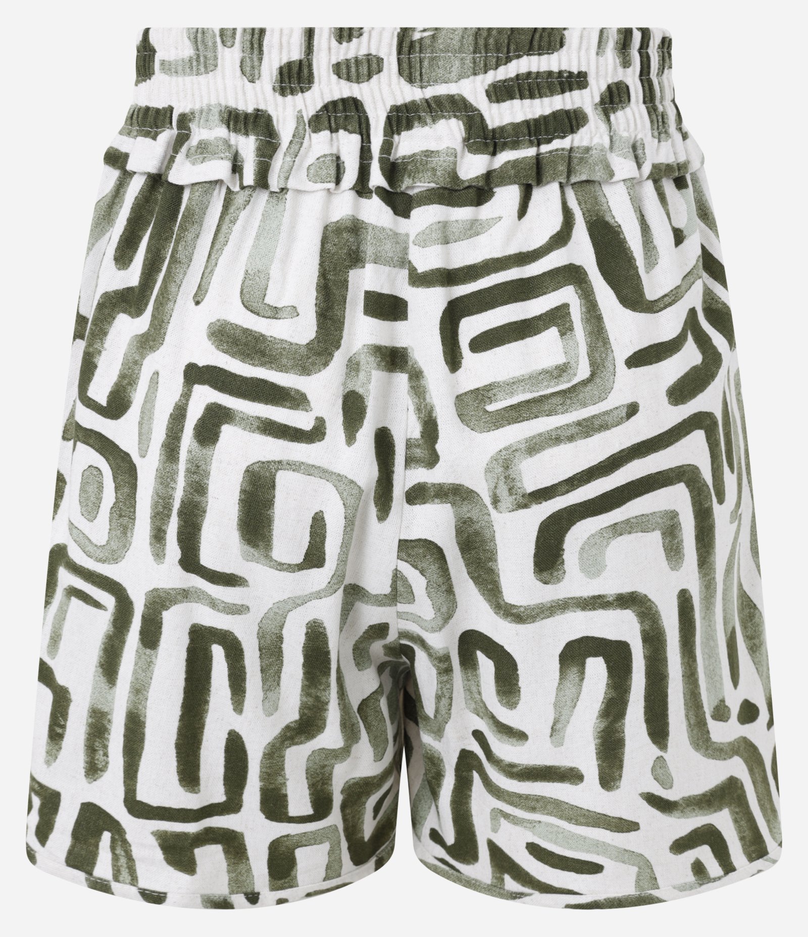 Short Runner em Viscolinho com Estampa Geométrica Bege/Verde 6