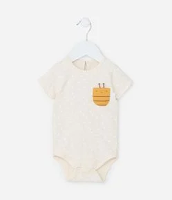 Body Infantil com Bolsinho e Estampa Abelhinha - Tam 0 a 18 meses
