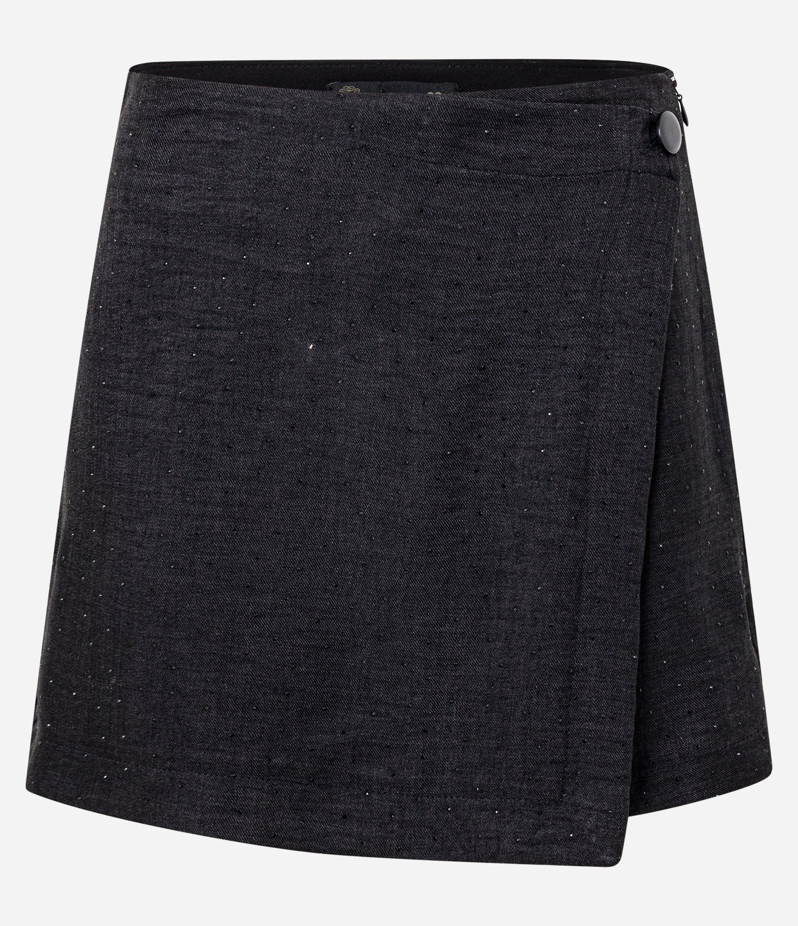 Short Saia em Crepe com Transpasse e Brilhos Preto 1