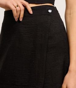 Short Saia em Crepe com Transpasse e Brilhos