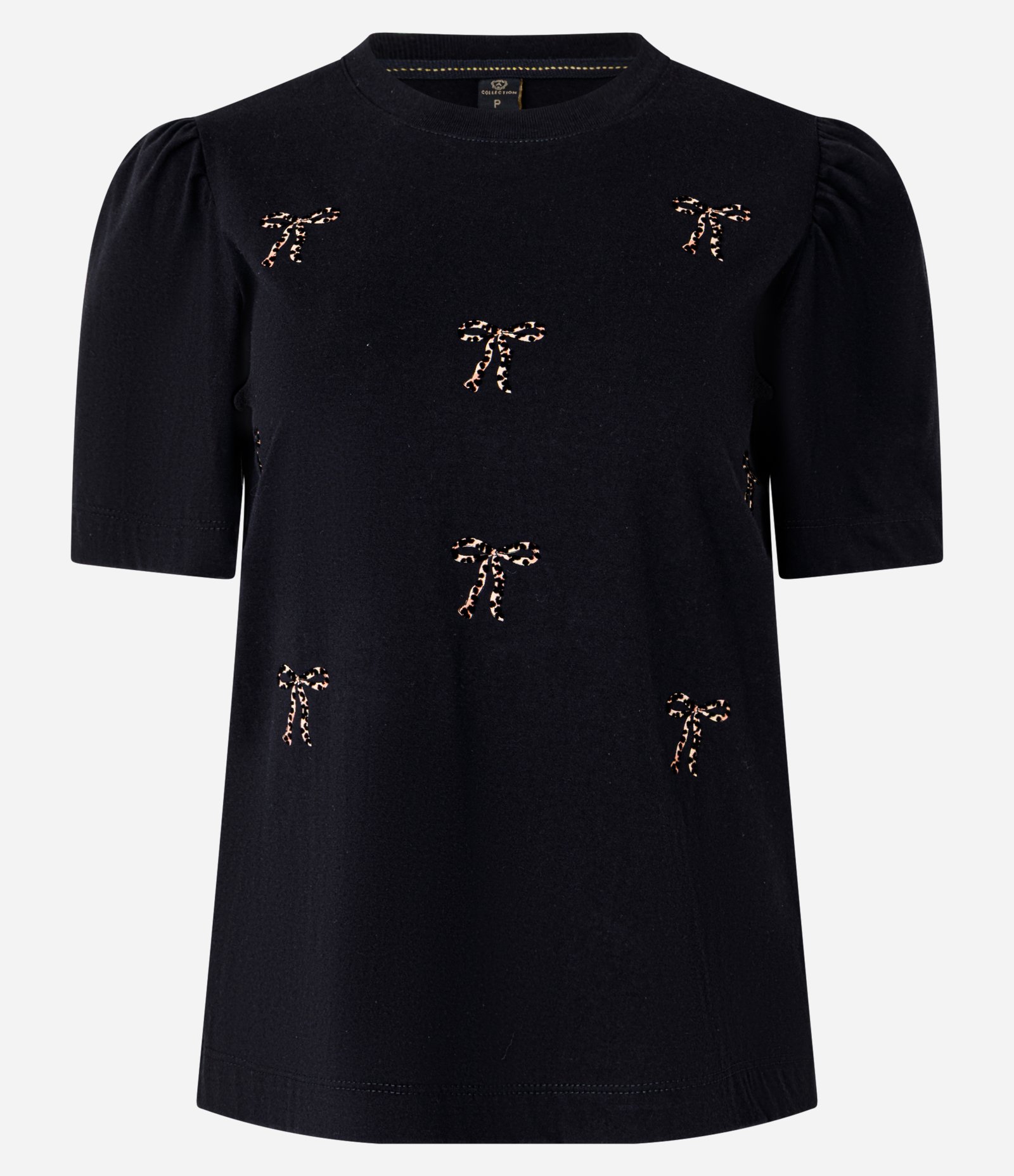 Blusa em Algodão com Laços Estampados de Onça Preto 6