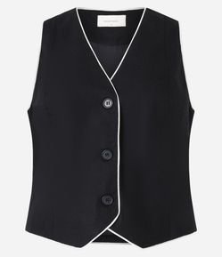 Colete em Viscose e Linho com Vieses Contrastantes