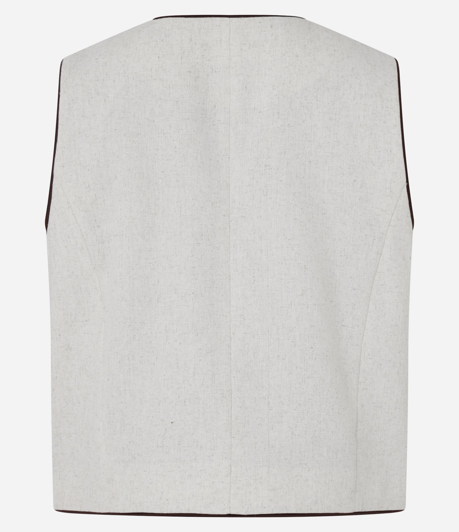 Colete em Viscose e Linho com Vieses Contrastantes Bege 7